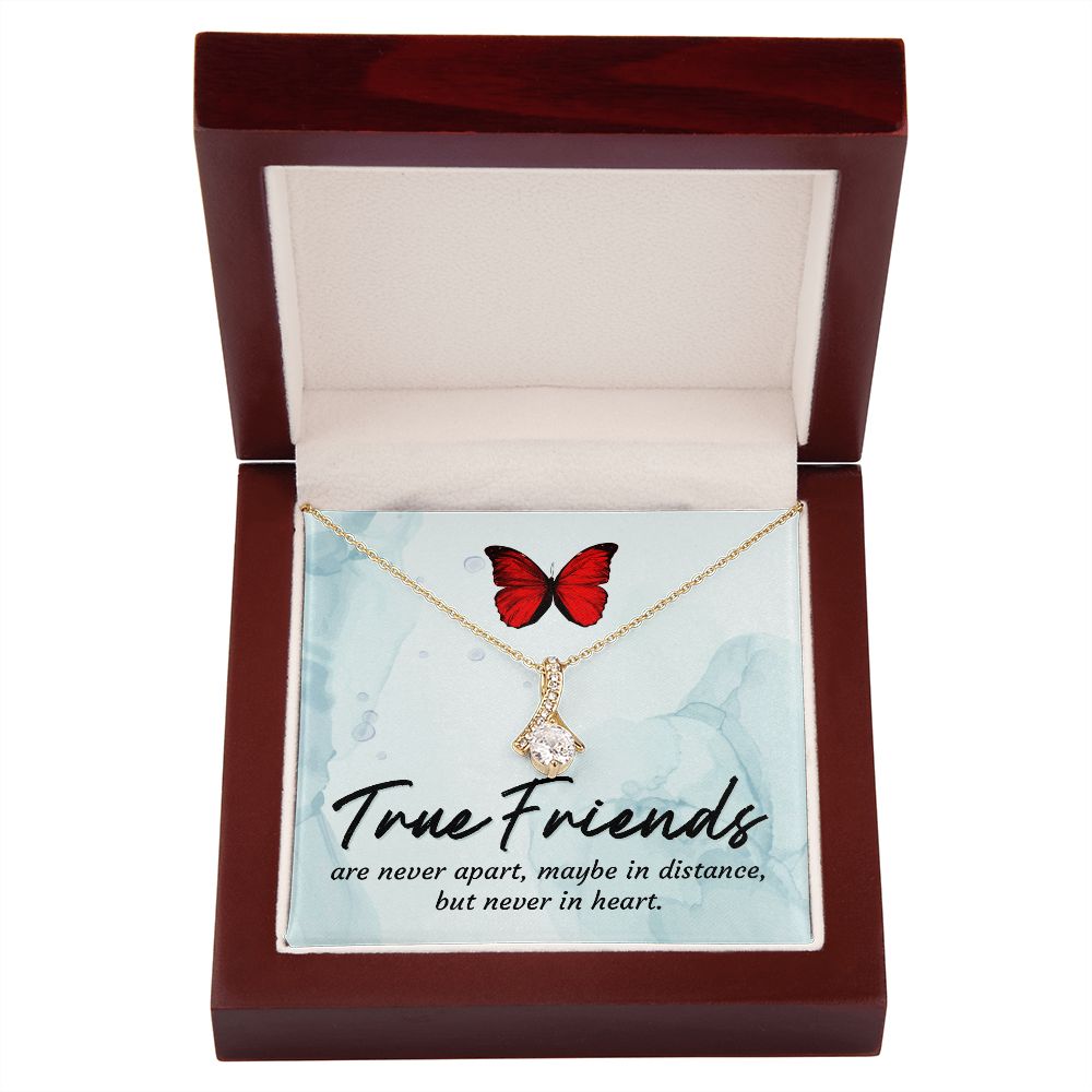 True Friends Alluring Ribbon Necklace Message Card-Express Your Love Gifts