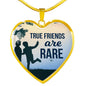 True Friends Are RAre Stainless Steel or 18k Gold Heart Pendant Necklace 18-22"-Express Your Love Gifts