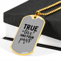 True Love Has Four Paws Necklace Stainless Steel or 18k Gold Dog Tag 24" Chain-Express Your Love Gifts