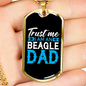 Trust Beagle Dad Necklace Stainless Steel or 18k Gold Dog Tag 24" Chain-Express Your Love Gifts