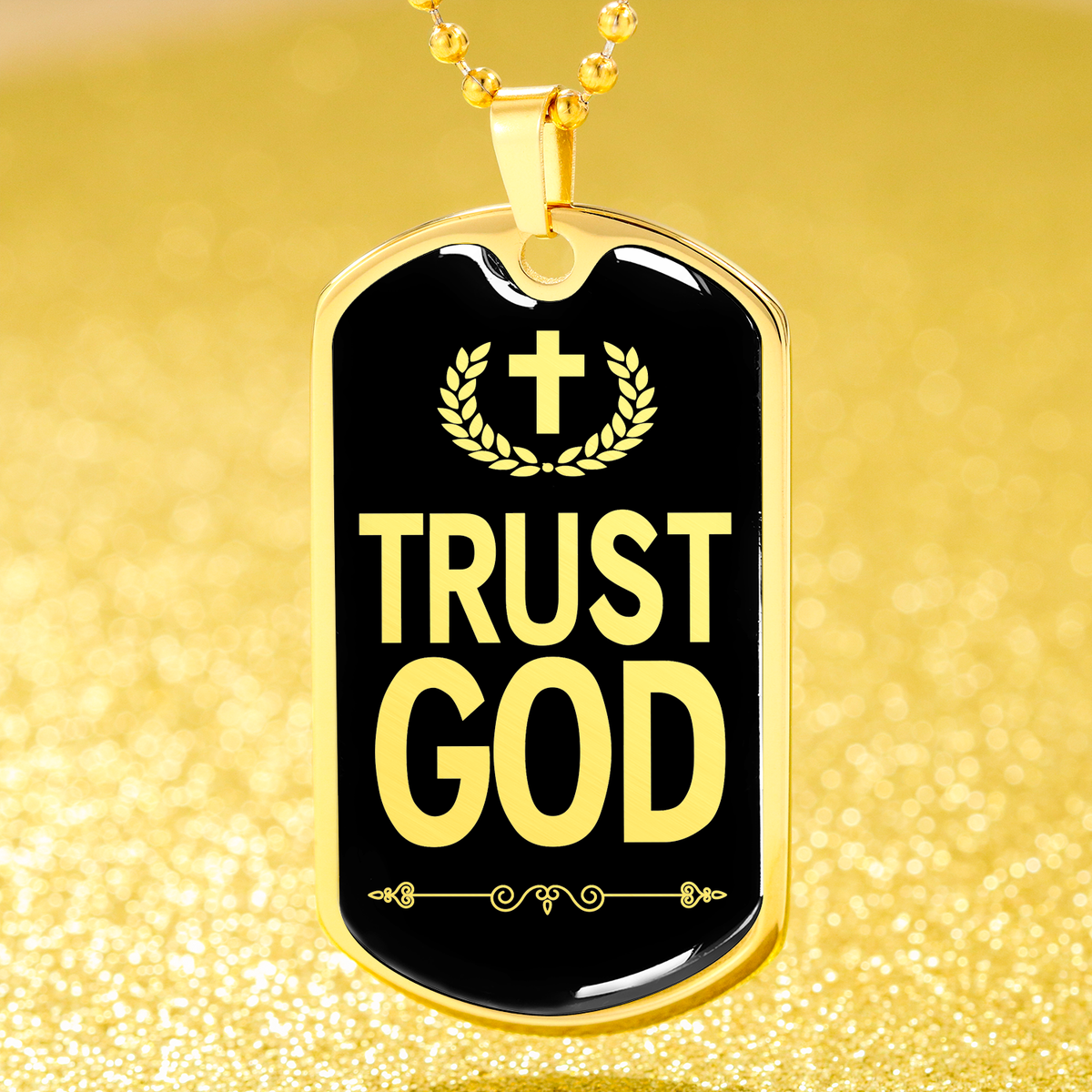 Trust God Dog Tag Stainless Steel or 18k Gold Finish 24" Ball Chain-Express Your Love Gifts
