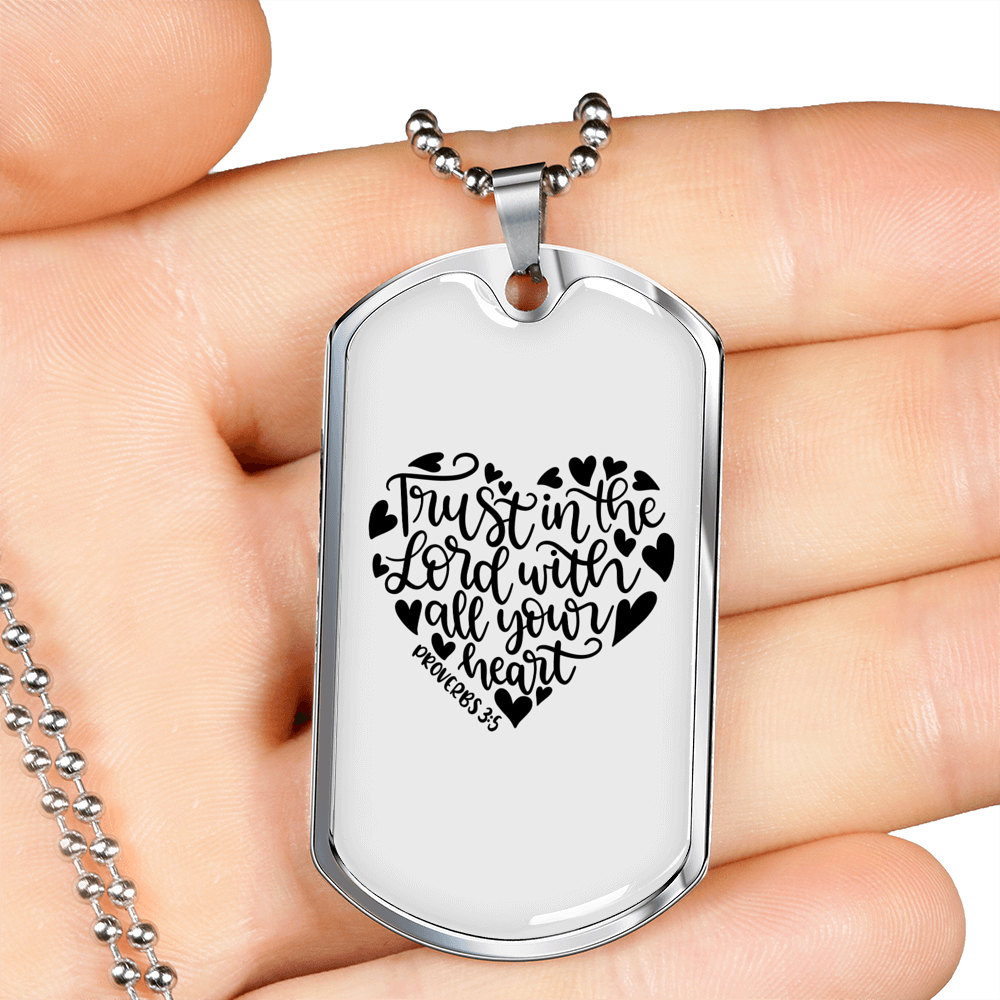 Trust In Lord Christian Necklace Stainless Steel or 18k Gold Dog Tag 24" Chain-Express Your Love Gifts