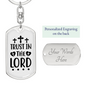 Trust In The Lord Cross Keychain Stainless Steel or 18k Gold Dog Tag Keyring-Express Your Love Gifts