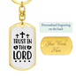 Trust In The Lord Cross Keychain Stainless Steel or 18k Gold Dog Tag Keyring-Express Your Love Gifts