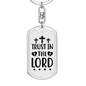 Trust In The Lord Cross Keychain Stainless Steel or 18k Gold Dog Tag Keyring-Express Your Love Gifts
