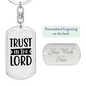 Trust In The Lord Plain Keychain Stainless Steel or 18k Gold Dog Tag Keyring-Express Your Love Gifts