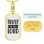 Trust In The Lord Plain Keychain Stainless Steel or 18k Gold Dog Tag Keyring-Express Your Love Gifts