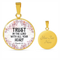 Trust In The Lord Provers 3:5 Christian Necklace Circle Pendant Stainless Steel or 18k Gold 18-22-Express Your Love Gifts