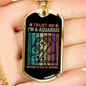 Trust Me Aquarius Zodiac Necklace Stainless Steel or 18k Gold Dog Tag 24" Chain-Express Your Love Gifts