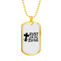 Trust The Lord Cross Christian Necklace Stainless Steel or 18k Gold Dog Tag 24" Chain-Express Your Love Gifts