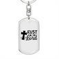 Trust The Lord Cross Keychain Stainless Steel or 18k Gold Dog Tag Keyring-Express Your Love Gifts