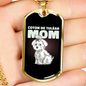 Tulear Cotton Mom Necklace Stainless Steel or 18k Gold Dog Tag 24" Chain-Express Your Love Gifts