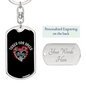 Tuned For Speed Biker Keychain Stainless Steel or 18k Gold Dog Tag Keyring-Express Your Love Gifts
