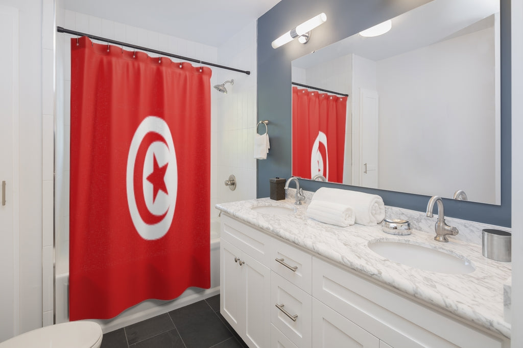 Tunisia Flag Stylish Design 71" x 74" Elegant Waterproof Shower Curtain for a Spa-like Bathroom Paradise Exceptional Craftsmanship-Express Your Love Gifts