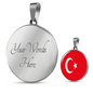 Turkey Flag Necklace Circle Pendant Stainless Steel or 18k Gold 18-22"-Express Your Love Gifts