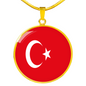 Turkey Flag Necklace Circle Pendant Stainless Steel or 18k Gold 18-22"-Express Your Love Gifts