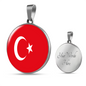 Turkey Flag Necklace Circle Pendant Stainless Steel or 18k Gold 18-22"-Express Your Love Gifts