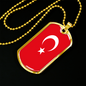 Turkey Flag Necklace Stainless Steel or 18k Gold Dog Tag 24" Chain-Express Your Love Gifts