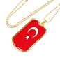 Turkey Flag Necklace Stainless Steel or 18k Gold Dog Tag 24" Chain-Express Your Love Gifts