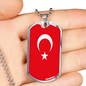 Turkey Flag Necklace Stainless Steel or 18k Gold Dog Tag 24" Chain-Express Your Love Gifts
