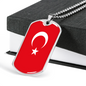 Turkey Flag Necklace Stainless Steel or 18k Gold Dog Tag 24" Chain-Express Your Love Gifts