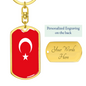 Turkey Flag Swivel Keychain Dog Tag Stainless Steel or 18k Gold-Express Your Love Gifts