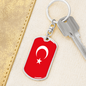 Turkey Flag Swivel Keychain Dog Tag Stainless Steel or 18k Gold-Express Your Love Gifts