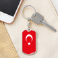 Turkey Flag Swivel Keychain Dog Tag Stainless Steel or 18k Gold-Express Your Love Gifts