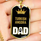 Turkish Angora Cat Dad Necklace Stainless Steel or 18k Gold Dog Tag 24" Chain-Express Your Love Gifts