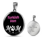 Turkish Van Cat Mom Necklace Circle Pendant Stainless Steel or 18k Gold 18-22"-Express Your Love Gifts