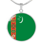 Turkmenistan Flag Necklace Circle Pendant Stainless Steel or 18k Gold 18-22"-Express Your Love Gifts
