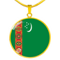 Turkmenistan Flag Necklace Circle Pendant Stainless Steel or 18k Gold 18-22"-Express Your Love Gifts