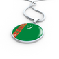 Turkmenistan Flag Necklace Circle Pendant Stainless Steel or 18k Gold 18-22"-Express Your Love Gifts