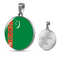 Turkmenistan Flag Necklace Circle Pendant Stainless Steel or 18k Gold 18-22"-Express Your Love Gifts