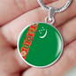 Turkmenistan Flag Necklace Circle Pendant Stainless Steel or 18k Gold 18-22"-Express Your Love Gifts