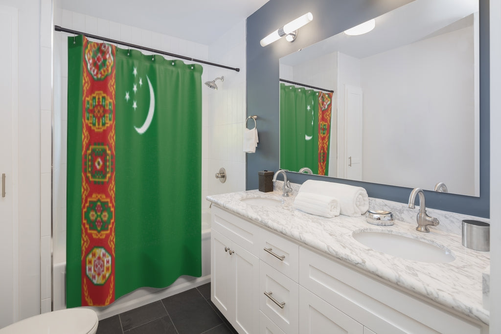 Turkmenistan Flag Stylish Design 71" x 74" Elegant Waterproof Shower Curtain for a Spa-like Bathroom Paradise Exceptional Craftsmanship-Express Your Love Gifts