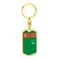 Turkmenistan Flag Swivel Keychain Dog Tag Stainless Steel or 18k Gold-Express Your Love Gifts