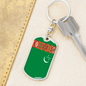 Turkmenistan Flag Swivel Keychain Dog Tag Stainless Steel or 18k Gold-Express Your Love Gifts