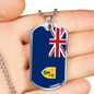Turks And Caicos Flag Necklace Stainless Steel or 18k Gold Dog Tag 24" Chain-Express Your Love Gifts