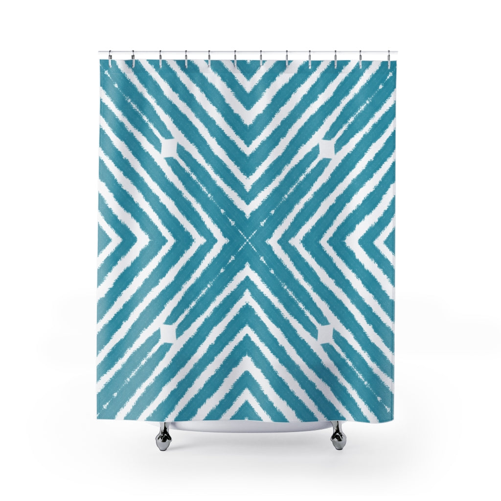 Turquoise Symmetrical Kaleidoscope Stylish Design 71" x 74" Elegant Waterproof Shower Curtain for a Spa-like Bathroom Paradise Exceptional Craftsmanship-Express Your Love Gifts