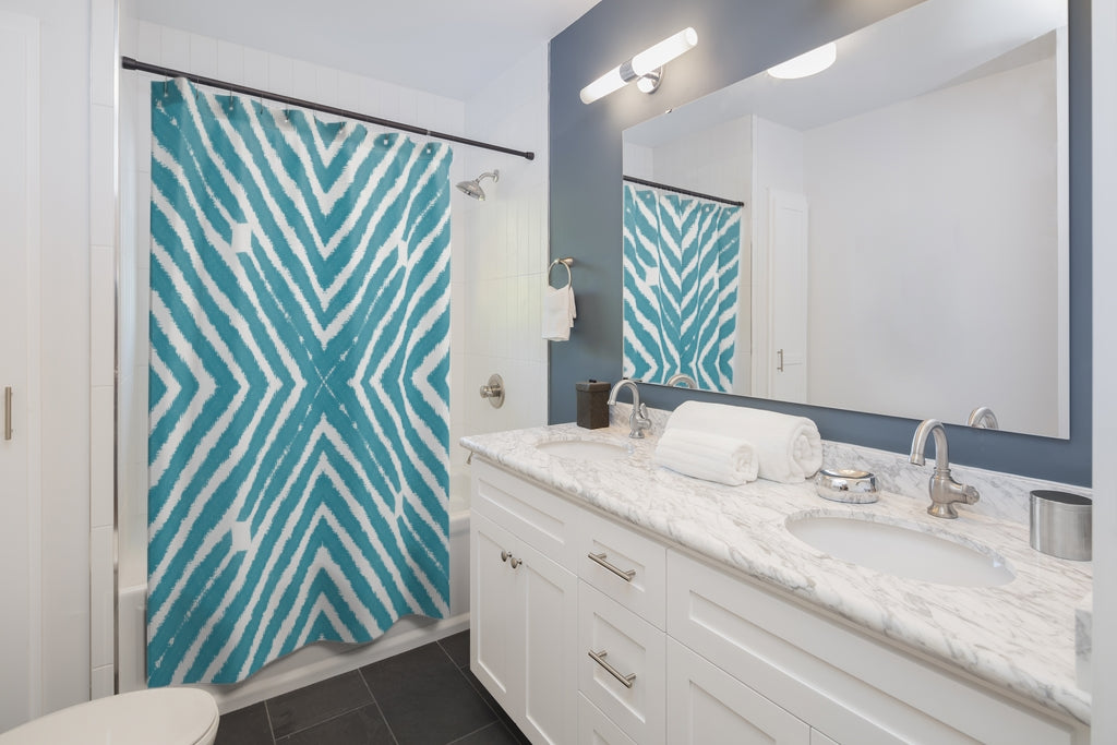 Turquoise Symmetrical Kaleidoscope Stylish Design 71" x 74" Elegant Waterproof Shower Curtain for a Spa-like Bathroom Paradise Exceptional Craftsmanship-Express Your Love Gifts