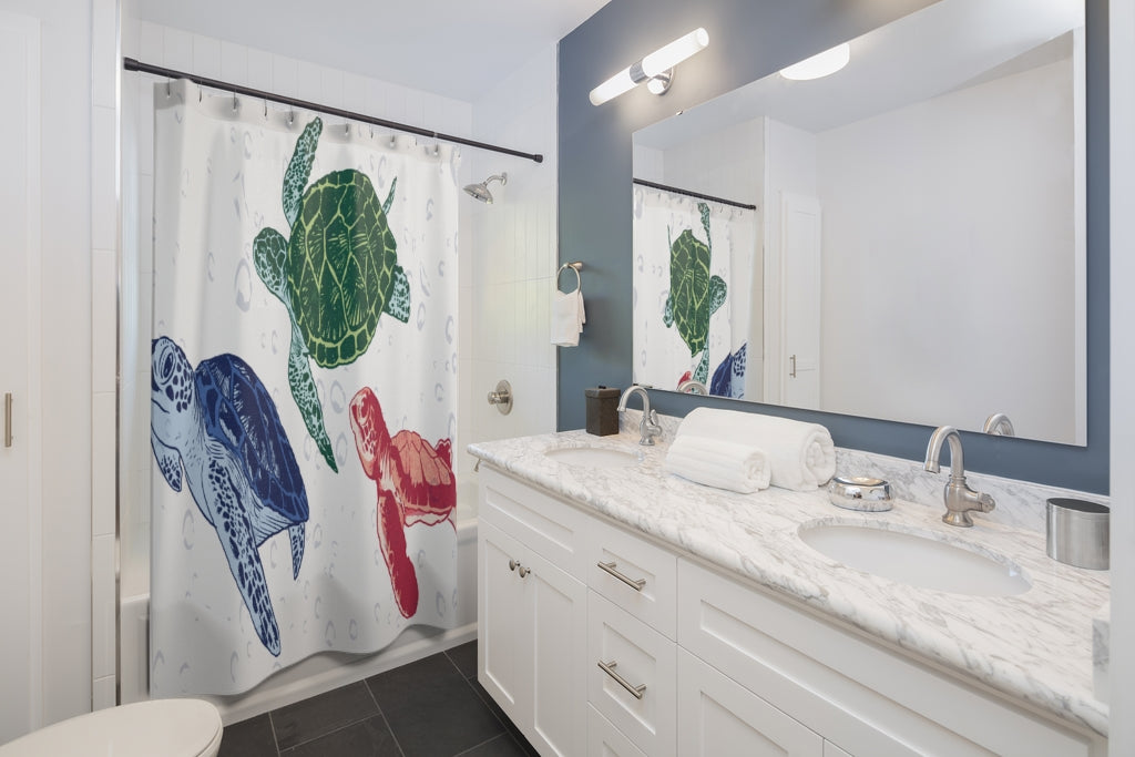 Turtle Swimming Illustration Stylish Design 71" x 74" Elegant Waterproof Shower Curtain for a Spa-like Bathroom Paradise Exceptional Craftsmanship-Express Your Love Gifts