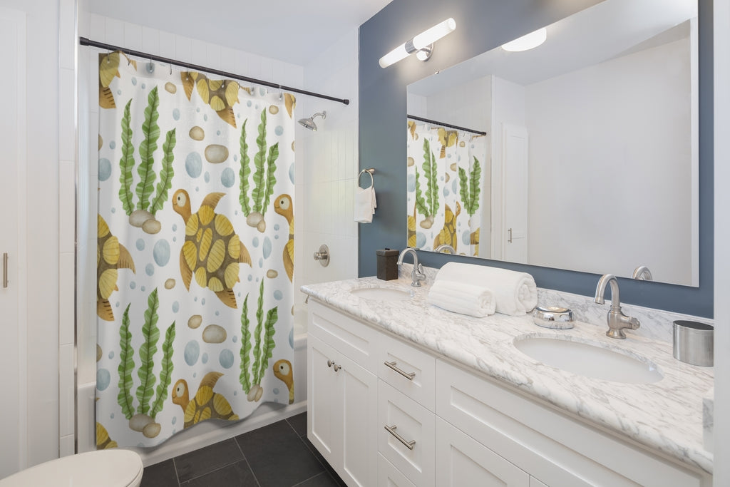 Turtle Watercolor Seamless Stylish Design 71" x 74" Elegant Waterproof Shower Curtain for a Spa-like Bathroom Paradise Exceptional Craftsmanship-Express Your Love Gifts