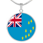 Tuvalu Flag Necklace Circle Pendant Stainless Steel or 18k Gold 18-22"-Express Your Love Gifts