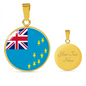 Tuvalu Flag Necklace Circle Pendant Stainless Steel or 18k Gold 18-22"-Express Your Love Gifts