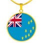 Tuvalu Flag Necklace Circle Pendant Stainless Steel or 18k Gold 18-22"-Express Your Love Gifts