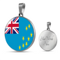 Tuvalu Flag Necklace Circle Pendant Stainless Steel or 18k Gold 18-22"-Express Your Love Gifts