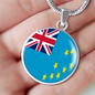 Tuvalu Flag Necklace Circle Pendant Stainless Steel or 18k Gold 18-22"-Express Your Love Gifts