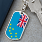 Tuvalu Flag Swivel Keychain Dog Tag Stainless Steel or 18k Gold-Express Your Love Gifts