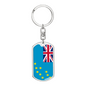 Tuvalu Flag Swivel Keychain Dog Tag Stainless Steel or 18k Gold-Express Your Love Gifts